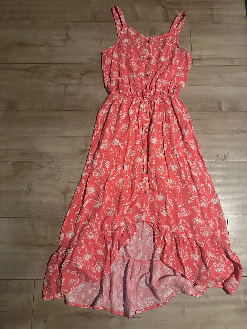 SO Coral Floral High-Low Sundress